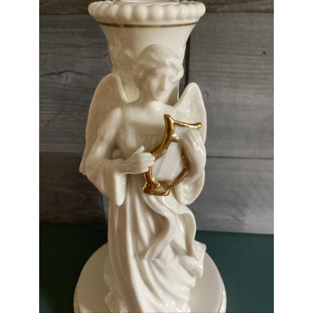 Lenox The Heavenly Angel Candlestick Holder, Angel With Harp, 7